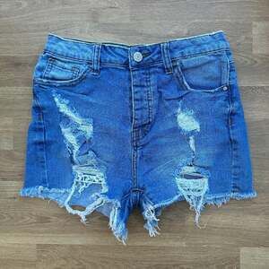 l&M Jeans Kylie High Rise Destroyed Denim Cutoff Shorts Blue Y2K Grunge Size M